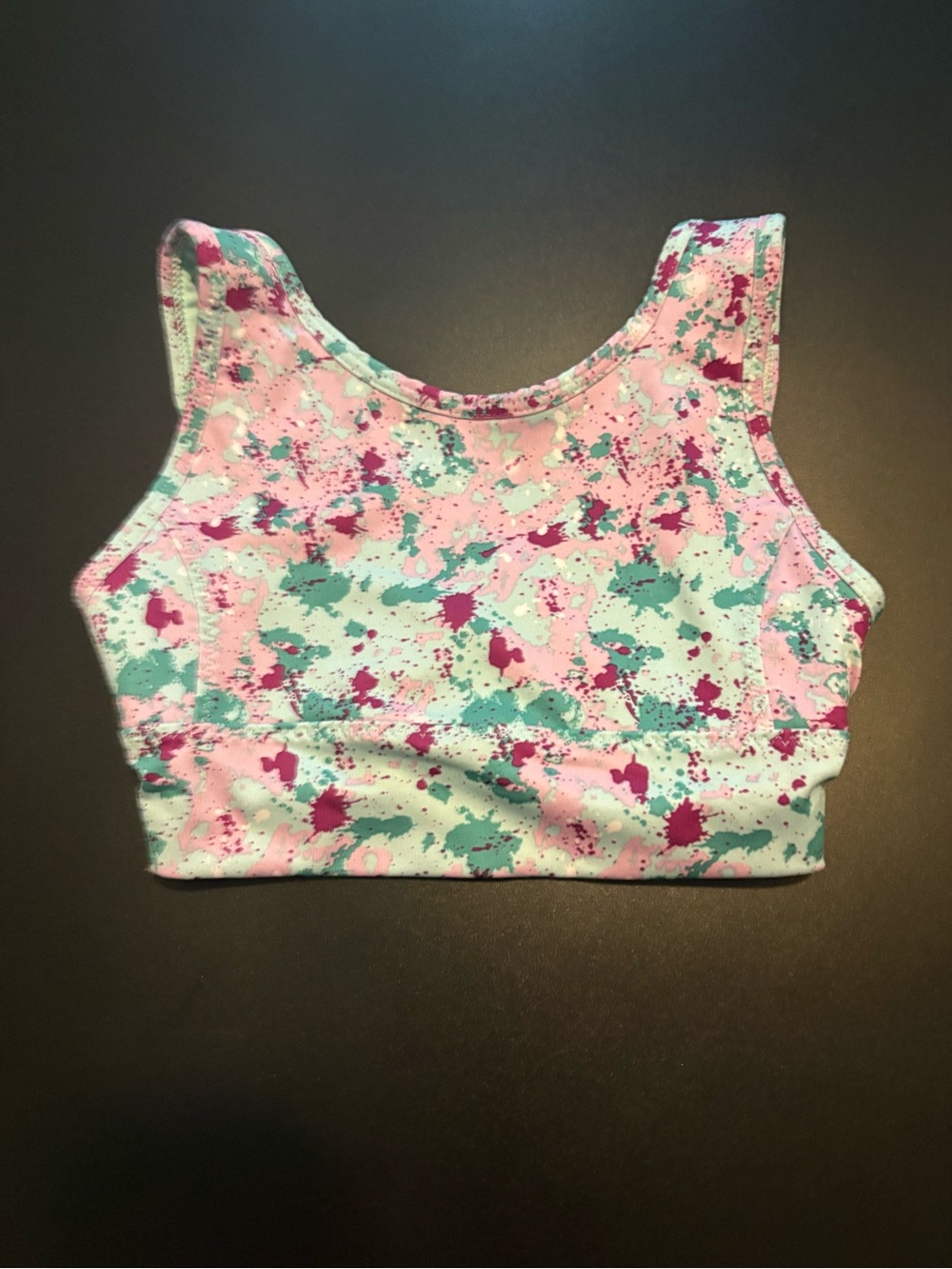 Athletic Works Pink & Teal Splash Print Cropped Sports Tank